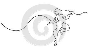 One continuous single line drawing of man dancing people picasso