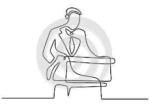 One continuous single line drawn character professional businessman of business coach speaking. A manager giving a speech business