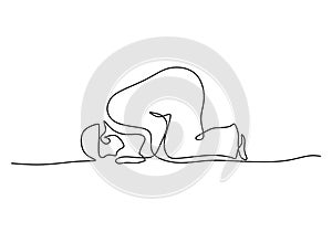 One continuous single line of man prostration isolated on white background