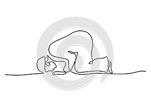 One continuous single line of man prostration isolated on white background photo