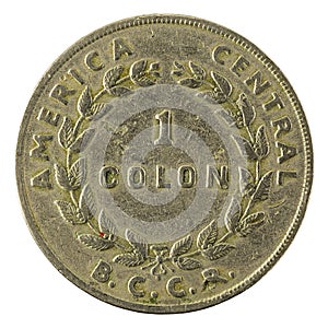 One costa rican colon coin 1961 isolated
