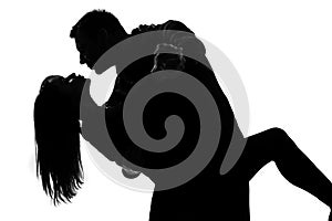 One couple lovers man and woman dancing tango