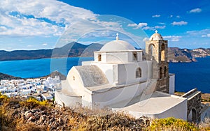 One of the cozy streets of Plaka town. Milos island, Greece