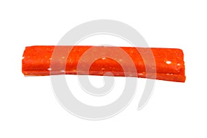 One crab stick isolated on white background