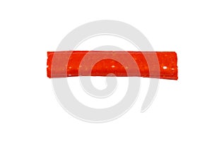 One crab stick isolated on white background