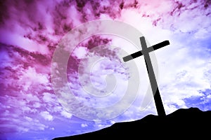 One cross on a hill photo