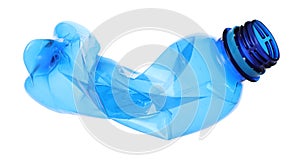 One crumpled plastic bottle isolated on white