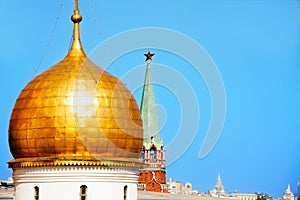 One cupola of Annunciation Cathedral with Kremlin