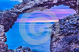 Blue hour at the sea El Portitxol, Catalonia, Spain photo