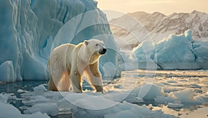 One cute seal looking at the majestic arctic landscape generated by AI