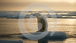 One cute seal on pack ice in tranquil arctic landscape generated by AI