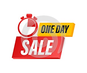 One day Sale banner badge. Sale, price tag. Store label. Special offer badge. Vector stock illustration