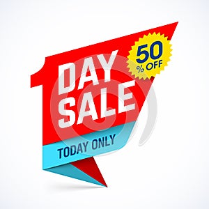 One Day Sale paper style banner design photo