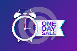 One day Sale. Special offer price sign. Glitch icon. Advertising Discounts symbol. Vector stock illustration.