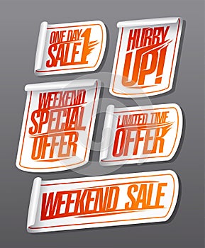 One day sale, weekend special offer, limited time offer, hurry up, weekend sale