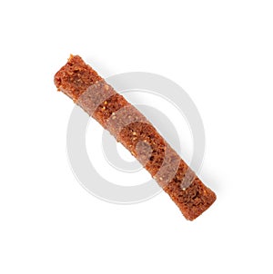 One delicious crispy rusk isolated on white, top view