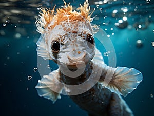 One Delightful Wet Baby seahorse Violently Shakes