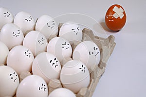 One different color egg between all white eggs