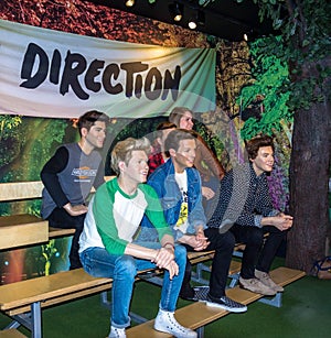 One Direction band at Madame Tussaud wax museum. London. UK