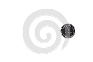 One dirham coin, United Arab Emirates. White isolated background