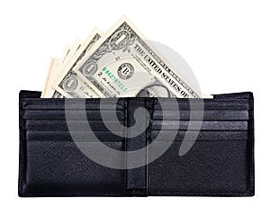 One dollar banknote in wallet