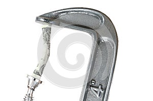 One Dollar Bill in a C Clamp