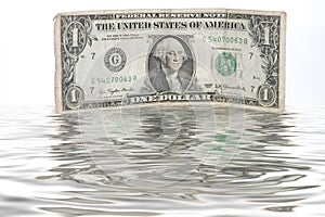 A one-dollar bill immersed in water - CASH FLOW