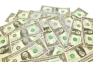 One Dollar bills on white background. Business concept backgroun