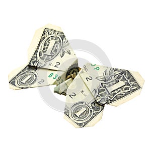 One dollar origami. Isolated