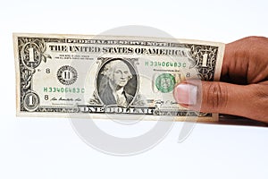 One dollars bill on hand