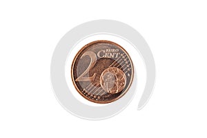 A one Euro cent coin isolated on a white background