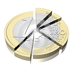 One Euro Chart Pie - 3D illustration