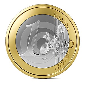 One euro coin 3d Front view