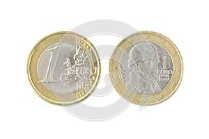 One euro coin closeup