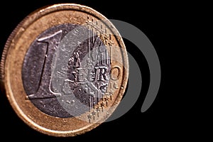one euro coin isolated close up photo