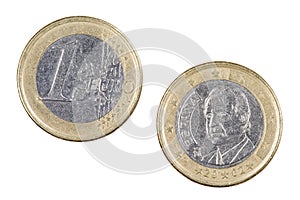 One Euro coin isolated on a white background