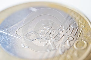 One euro coin, macro photo.