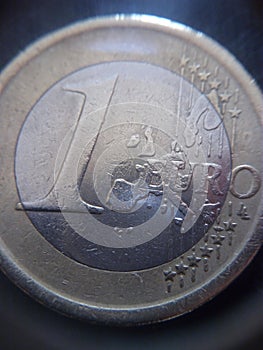 One euro coin macro view