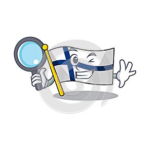 One eye flag finland Detective cartoon character style