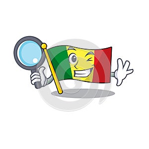 One eye flag mali Detective cartoon character style