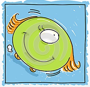 One-eyed monster and wheels Humorous comics with mascots and icons