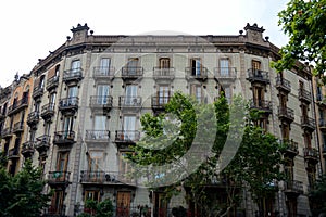 One of the facades of apartment buildings in the Eixample quarter in Barcelona