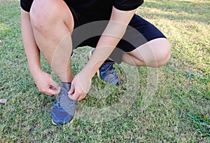 One fat man start running for healthy