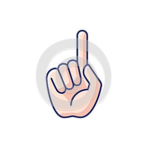 One finger pointing RGB color icon