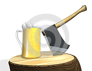 One fresh beer on the wood