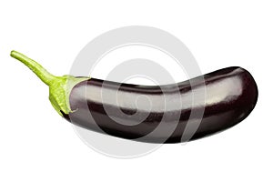 One fresh eggplant isolated on white background cutout. File contains clipping path