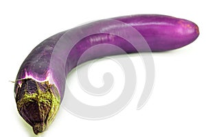 One fresh eggplant with stem isolated