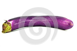 One fresh eggplant with stem isolated