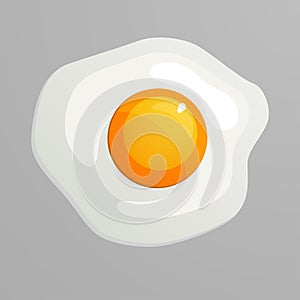One fried egg. Decoration for greeting cards, prints for clothes, posters, menus. Vector illustration in flat style