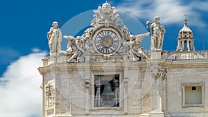 One of the giant clocks on the St. Peter's facade timelapse.
